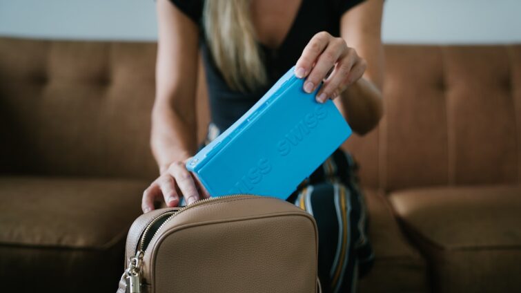 Photo blue handbag